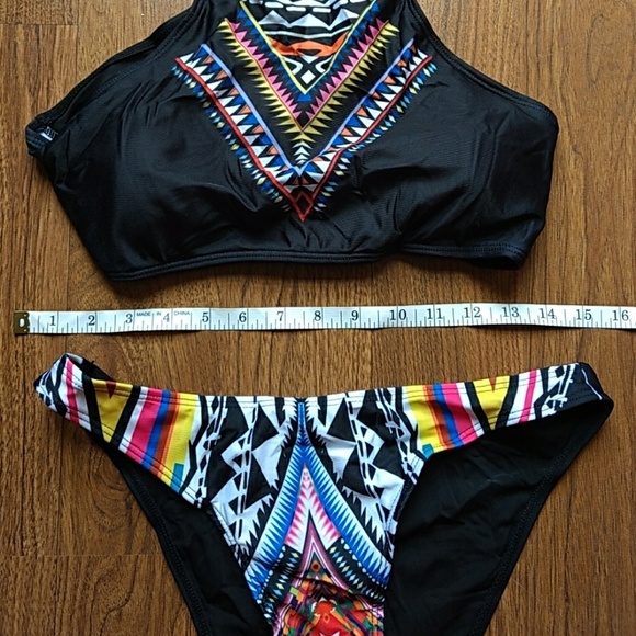 SALE! NWOT Halter Tribal design 2 pc swimsuit NWOT - Picture 2 of 3
